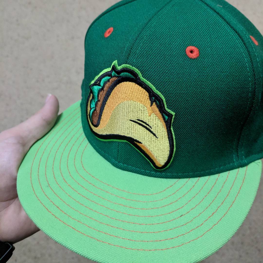 Time to break in my new Taco Tuesday hat. 🌮 The Fresno minor league baseball team changes their mascot every Tuesday to become the Tacos and I couldn’t love it more