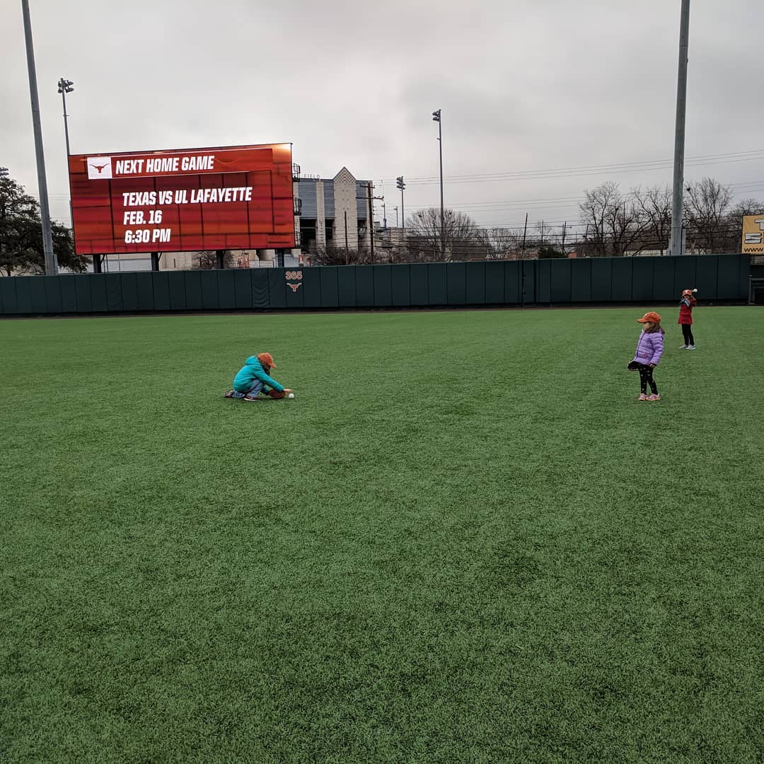 Playing a little catch out in right field