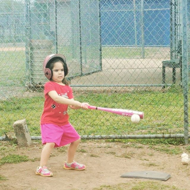 Teresa may still be a year or so away from coach-pitch, but it is always a good time to go to the cages