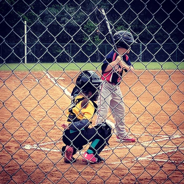 Catalina in her catching debut. Next up, learning to catch