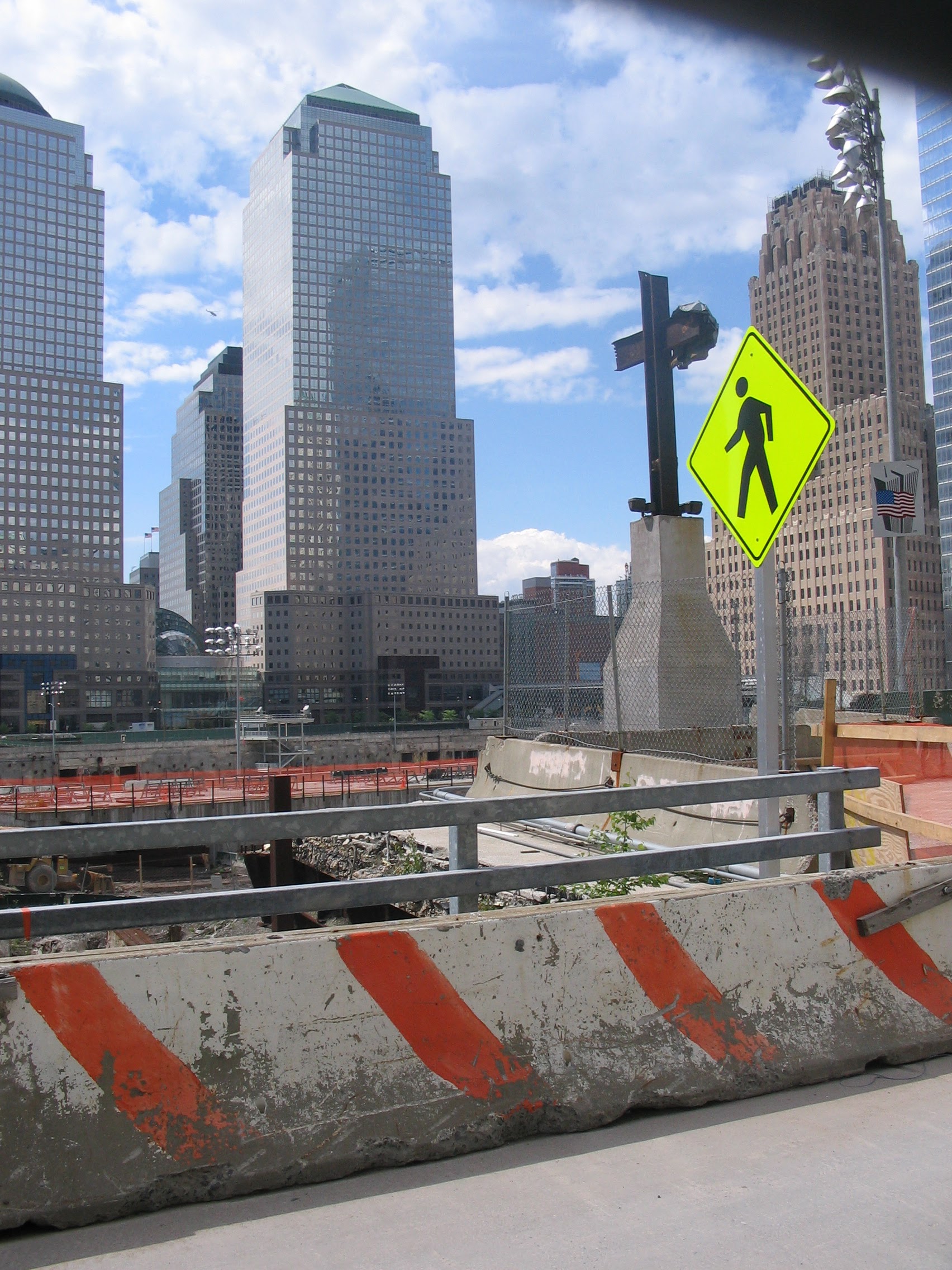 Picture of the World Trade Center site from 2006, specifically the "Ground Zero Cross"