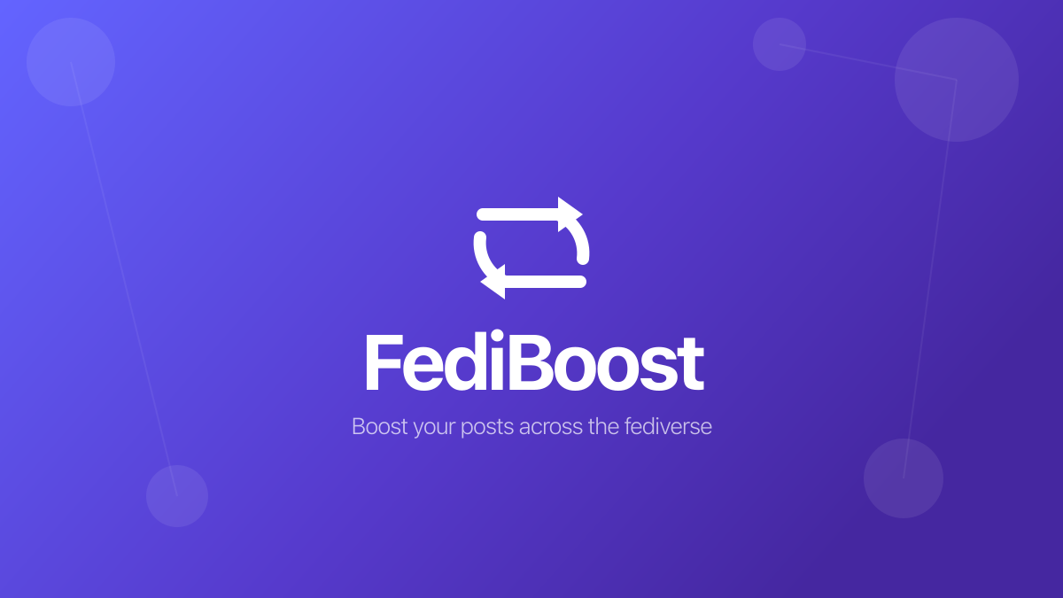 FediBoost plugin logo with boost arrows on a purple gradient background