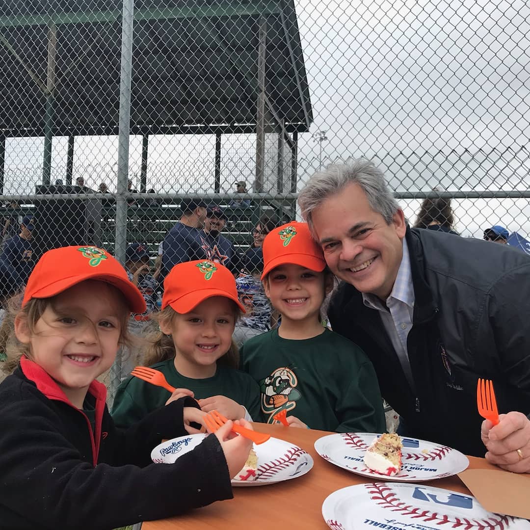 Mayor Adler shared a little piece of his cake with my Grasshopper girls. Their game was before the ceremony and the older two were off warming up for their games afterwards