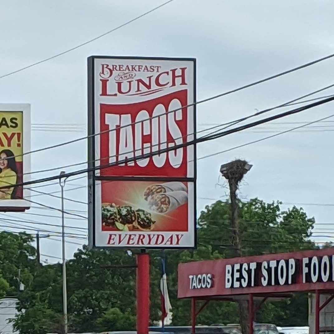 Sometimes, a sign tells you what something is where you are. Sometimes, a sign orders you to do something.

I’m taking this as an order to eat tacos for breakfast and lunch everyday. 🌮