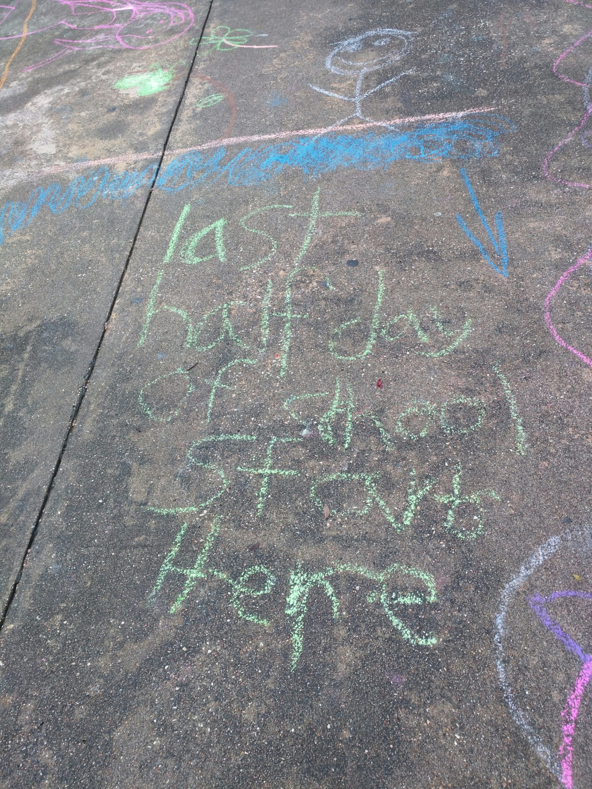 Chalk writing on sidewalk
