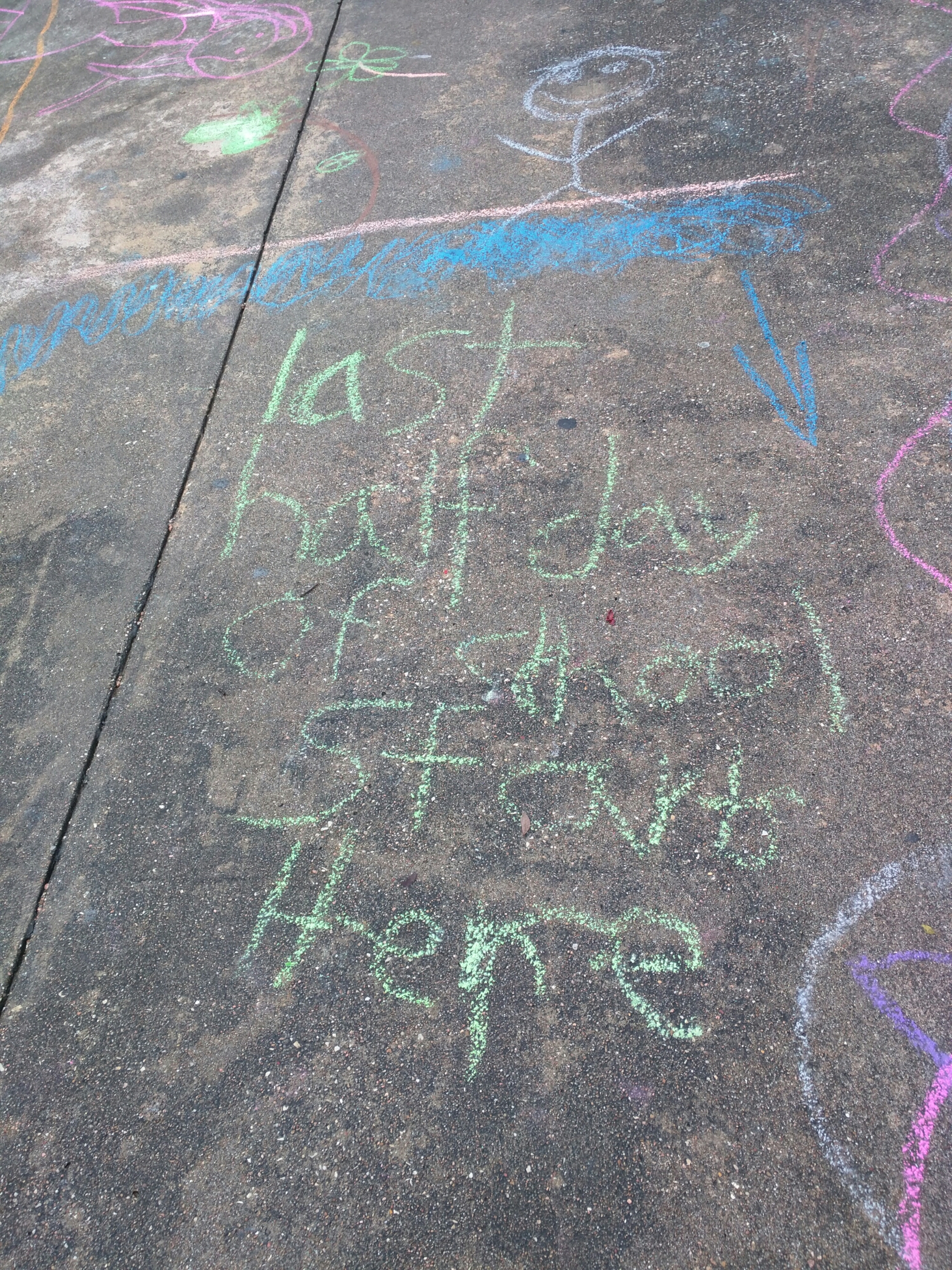 Chalk writing on sidewalk